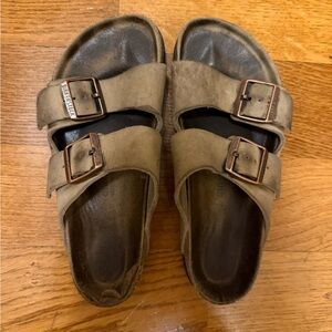 Birkenstock Tan Leather Slide Sandals